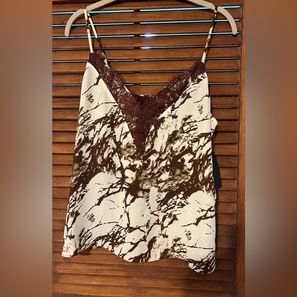 NWT Melrose & Market Boho Tie-Dye Summer TankTop w Lace Neckline Size M